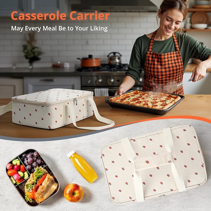 Insulated Casserole Carrier for Hot or Cold Food, Pie Carrier Bag Lunch Bag - Image 6