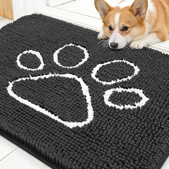 OLANLY Dog Door Mat for Muddy Paws 30x20, Paw Print Design, Absorbs Moisture by OLANLY