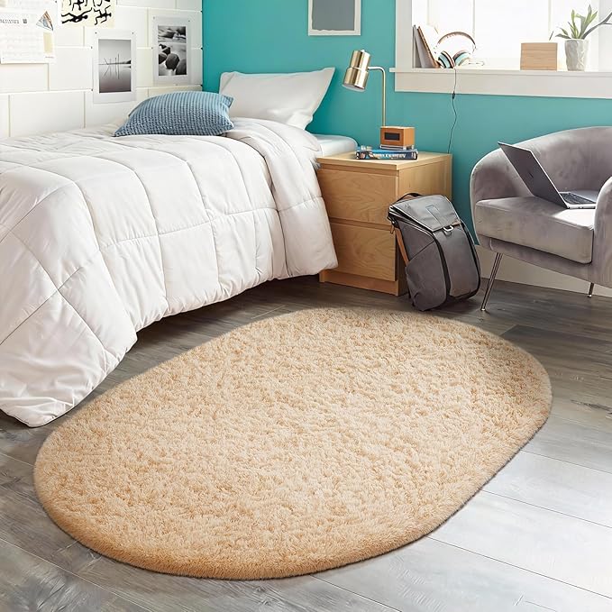 Ophanie 3x5 Oval Rug, Bedside Preppy Dorm Area Rug, College Essentials Non Slip - Image 6