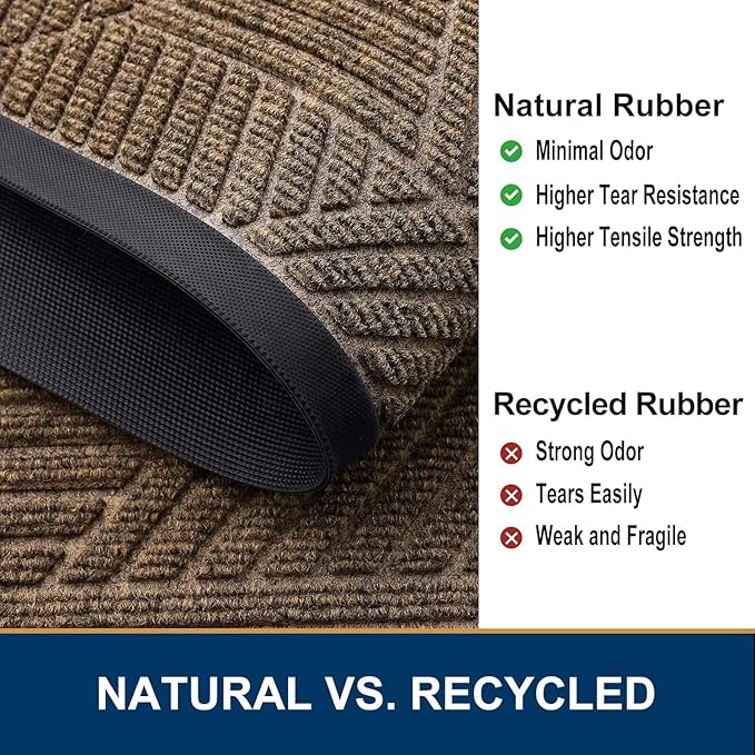 Smiry Half Circle Front Door Mat Outside Entrance, Heavy Duty Sturdy Natural - Image 5