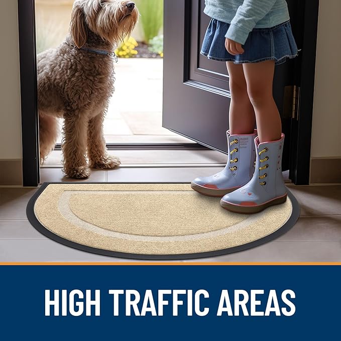 OLANLY Half Circle Door Mat Indoor Outdoor Entrance Welcome, Waterproof - Image 7