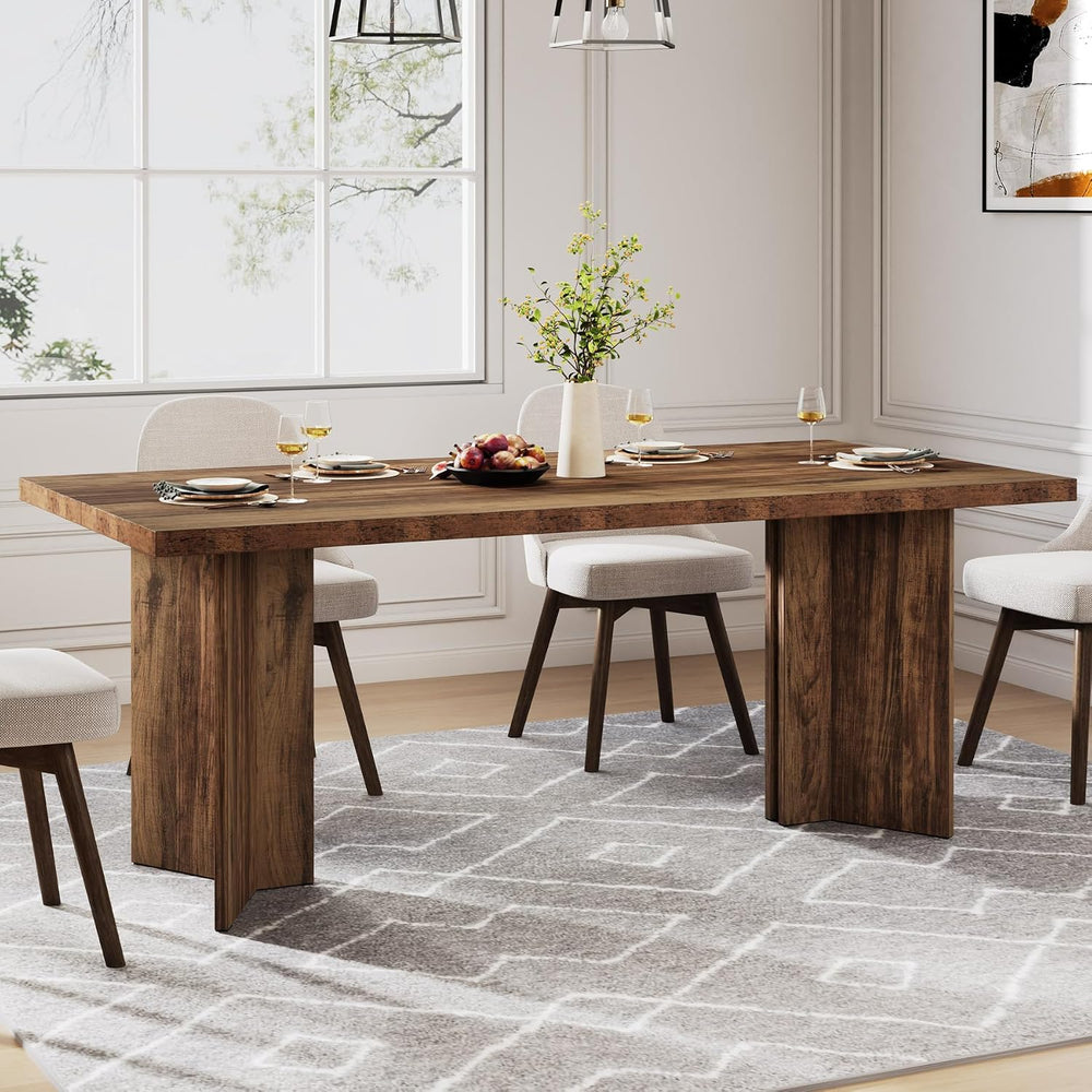 Tribesigns 63-inch Dining Table for 4-6, Farmhouse Kitchen Table with Large T...