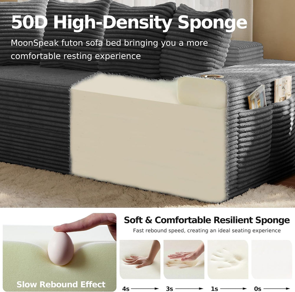 MoonSpeak 77'' Futon Couch Bed, Boneless Sofa for Living Room