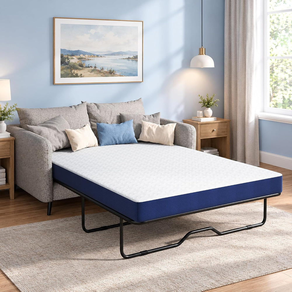 White Blue 4 Inch Queen Sofa Mattress, 72×58 Sofa Bed Mattress Replacement
