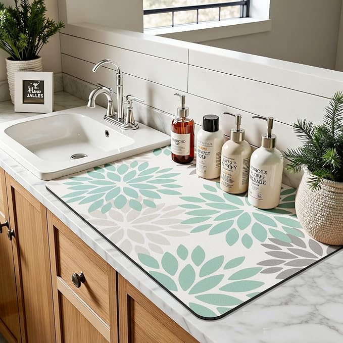 Findosom Floral Dish Drying Mat, Cuttable Drying Mat - Image 7