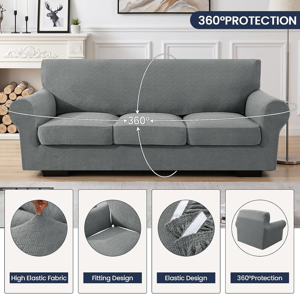 XINEAGE 2-Piece Stretch Armchair Slipcover, Sofa Cover for Dogs,Light Gray