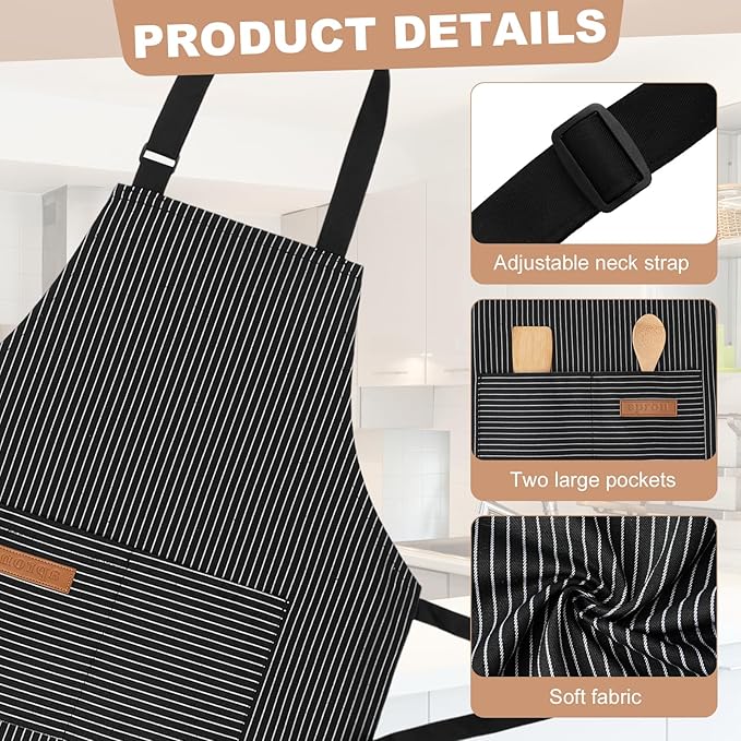 2 Pack Stripes Kids Apron, Kids Cooking Aprons - Image 3