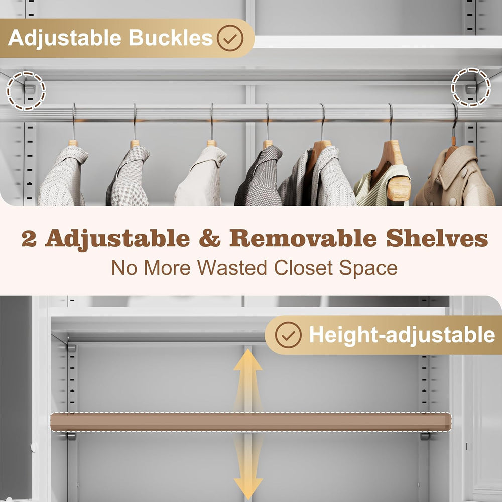 86" White Armoire Wardrobe Closet with Full Mirror