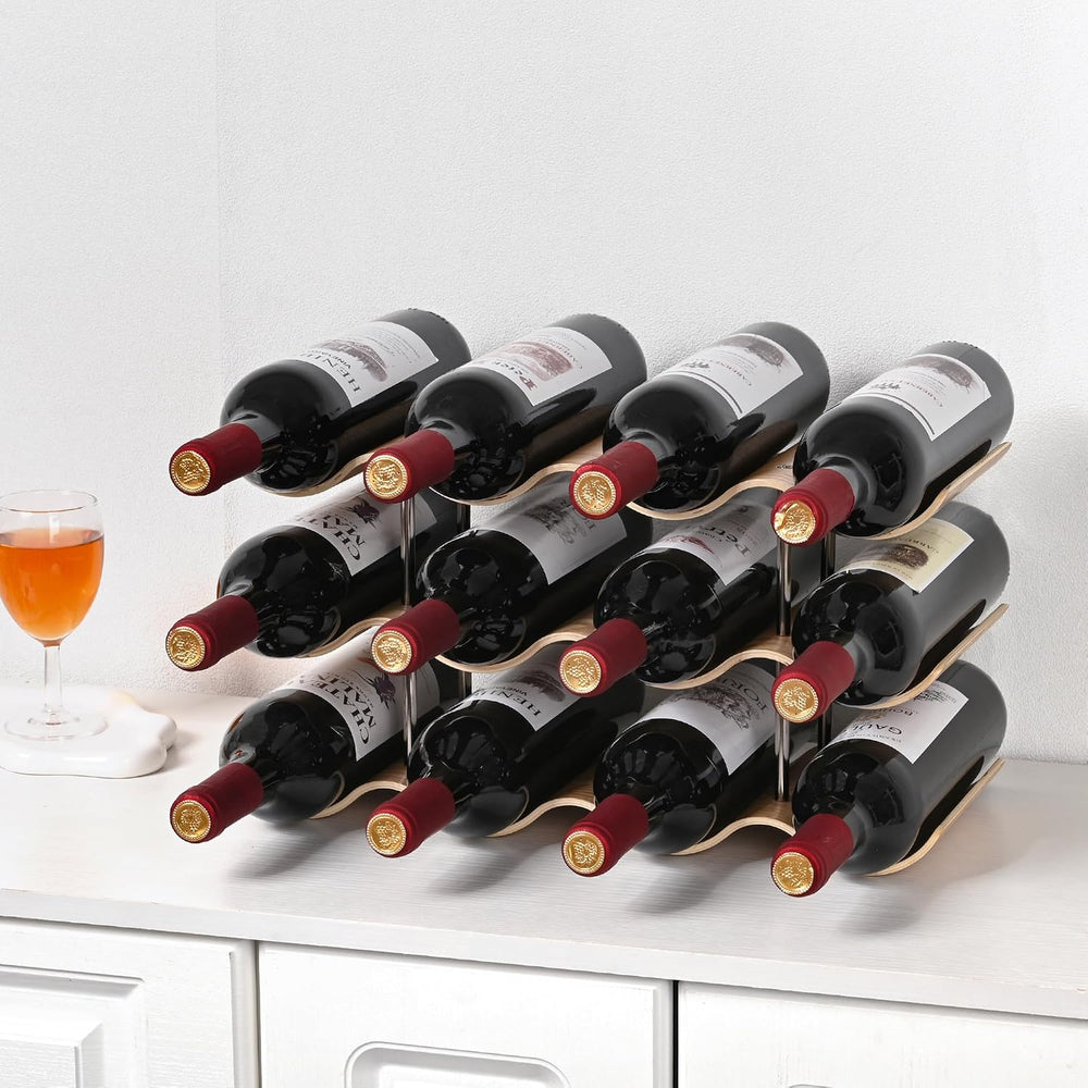 Countertop Wine Rack - 12 Bottle Freestanding Wine Bottle Holder Stand - 3 Ti...