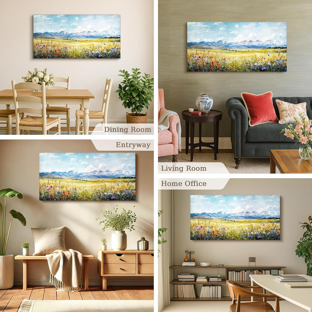 SERIMINO Wilderness Meadow Wall Decor, Wildflower Art Prints 24"X48"