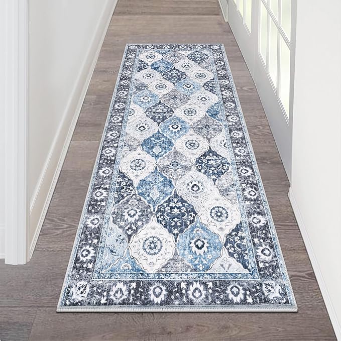 HEBE Hallway Runner Rug 2'x5' Washable Vintage Distressed Area Rugs Non Slip by HEBE