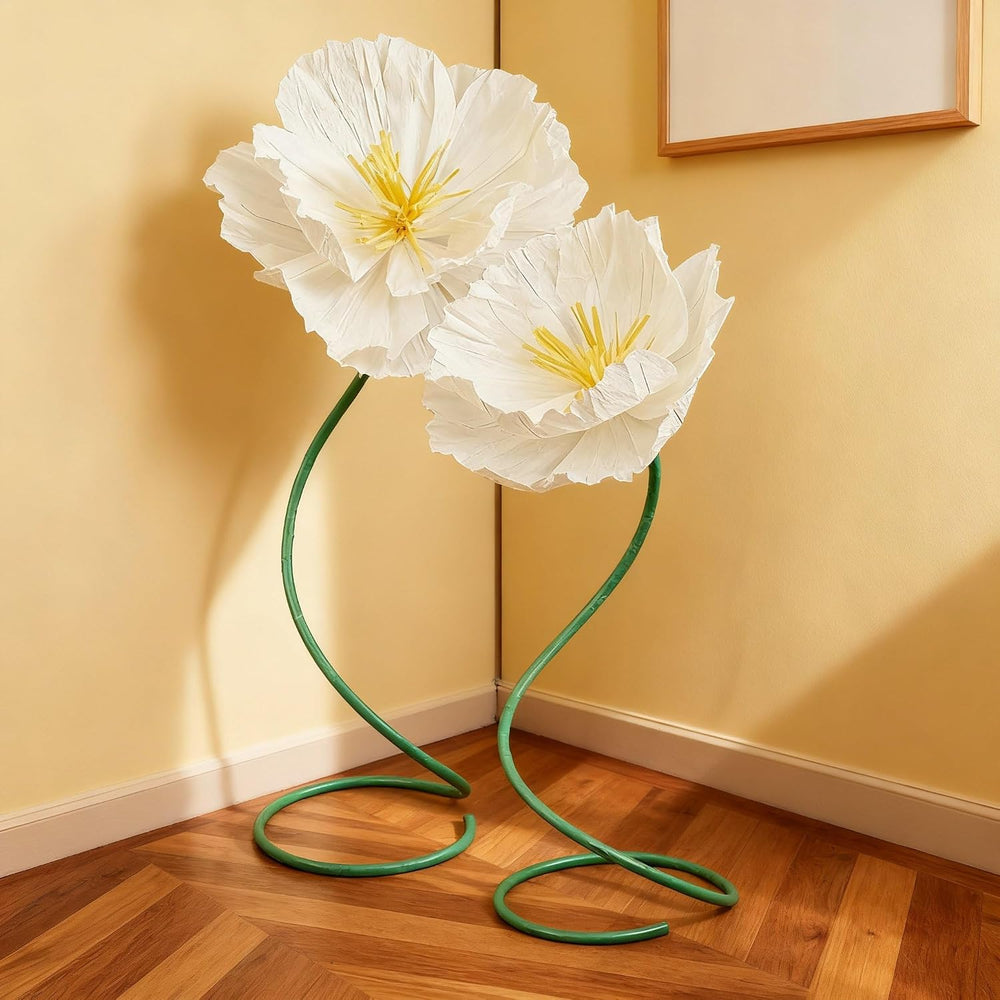 2 Pcs 5ft Large Paper White Poppy Flower Giant Artificial Poppies