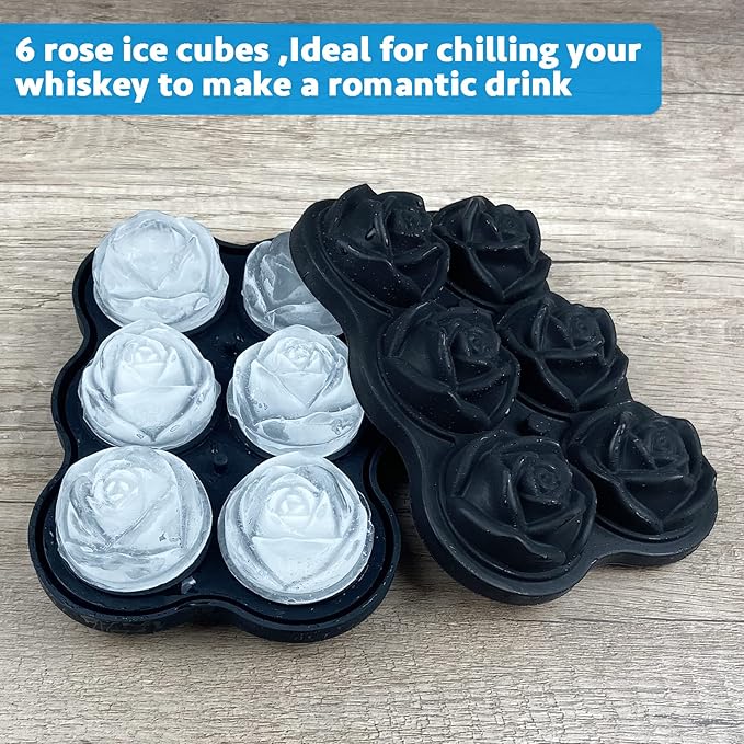 CAMKYDE Rose Ice Cube Tray 2 Inch, 6 Cavity Silicone Rose Ice Cube Mold - Image 4