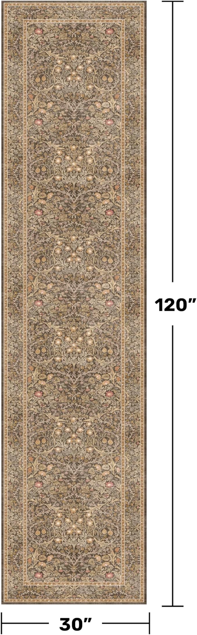 Brown 2'6" x 10' Hallway Runner Rug Non Slip - Image 2