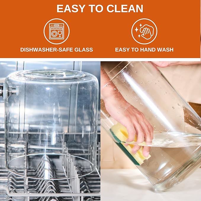 Glass Beverage Dispenser with Bamboo Stand 6.7 In and Lid, Iced 1.5 Gallon - Image 4