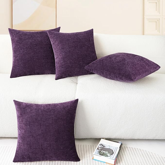 CaliTime Throw Pillow Covers Decorative 18 X 18 Inches Pack of 4 Cozy Chenille - Image 6