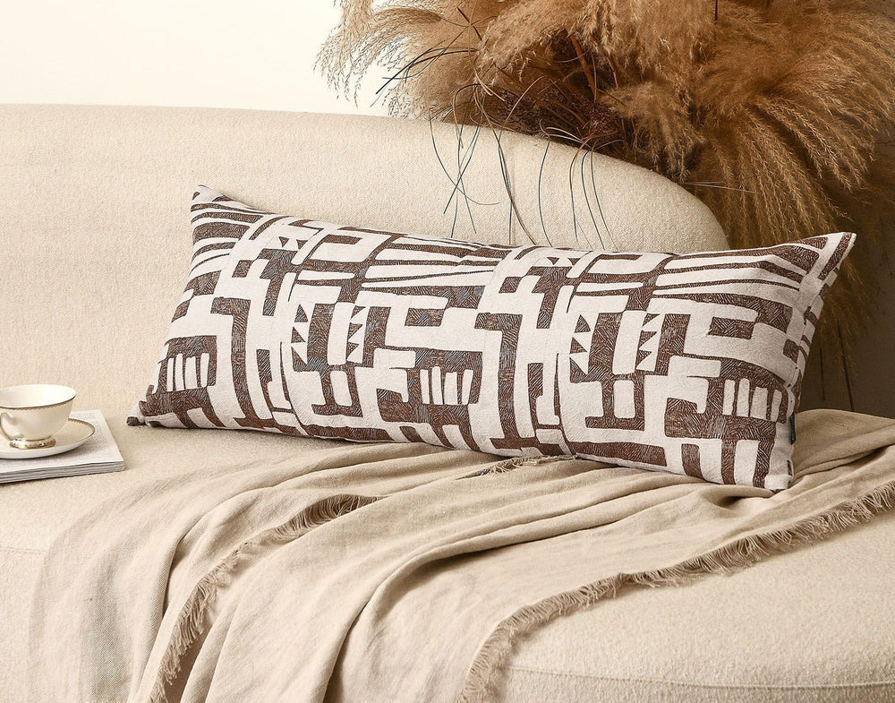 Long Lumbar Pillow Cushion Cover 14x36, Double Sided Modern Geometric High-De...