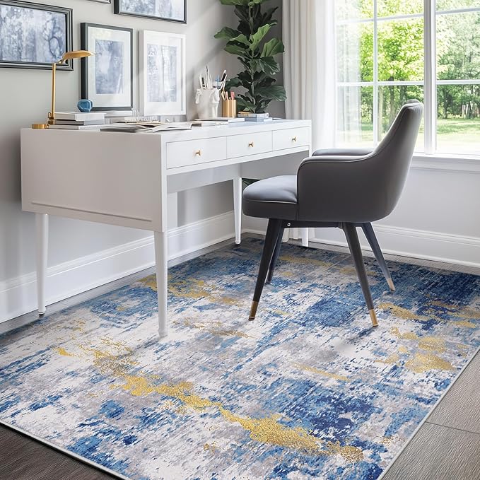 Washable Area Rugs 4'x5' Non-Slip Modern Abstract Soft - Image 2