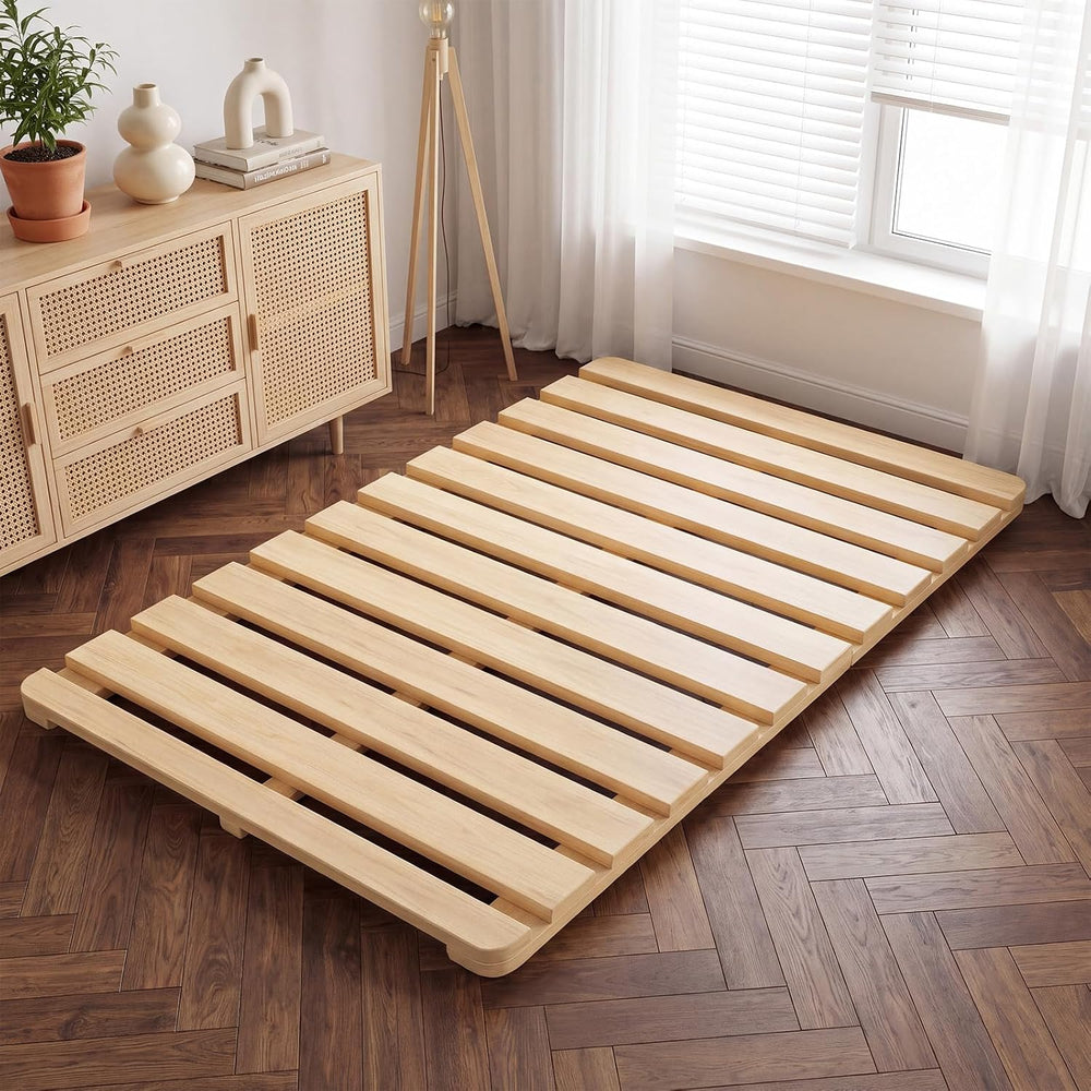 Floor Bed Frame, Foldable Japanese Tatami Bed Frame for Futon Mattress