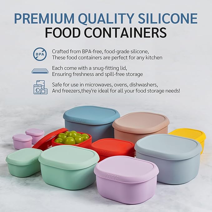 ISSEVE 12Pcs/Set Nesting Silicone Food Storage Containers - Image 8