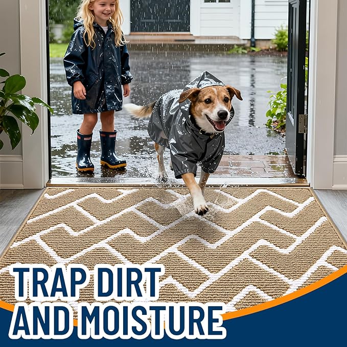 OLANLY Front Door Mat, Non-Slip Rubber Backing, Dirt Resistant and Absorbent - Image 2