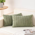 Pack of 2 Corduroy Decorative Throw Pillow Covers 12x24 Inch Soft Striped by Unknown