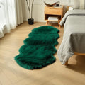 duduta Emerald Green Faux Sheepskin Runner Rug 2x6 ft, Fluffy Shag Bedroom Dorm by duduta