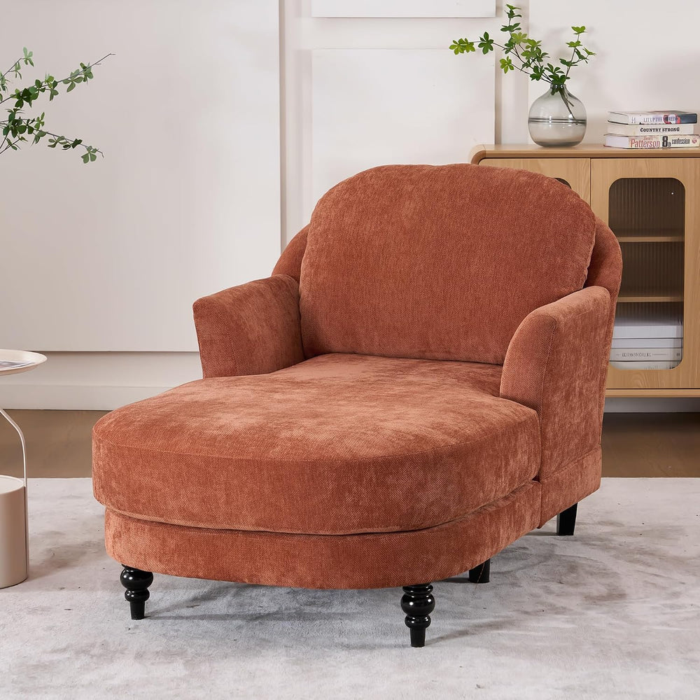 59.8" Chaise Lounge Chair Indoor, Chenille Reading Chairs | Side Pocket,...