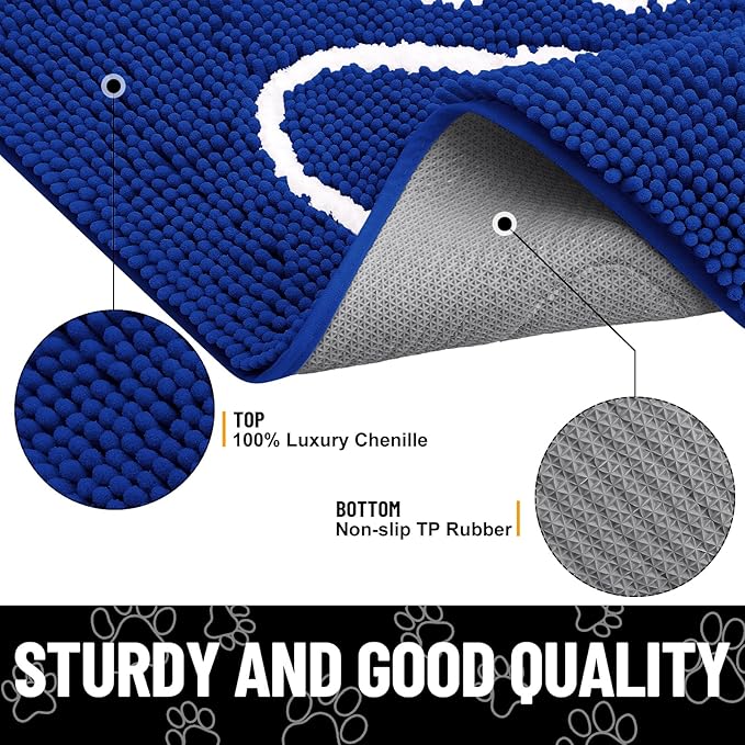 Smiry Dog Door Mat for Muddy Paws, Absorbent Dirt Trapper Non Slip Quick Dry - Image 3