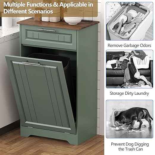Single 10 Gallon Tilt Out Trash Can Cabinet