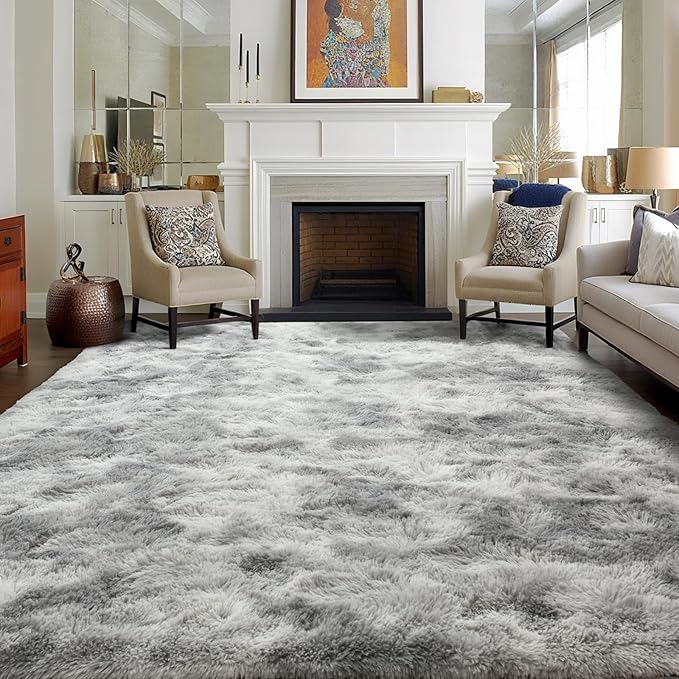 5x7 Ft Shag Area Rug for Bedroom, Tie Dyed Ultra Soft Fluffy Furry Rugs for by Cuzwlovita