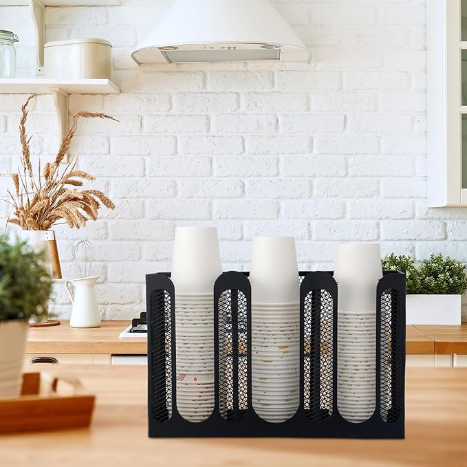 Maxcheck Metal Mesh Cup and Lid Holder Coffee Paper Cup Dispenser Lid Holder - Image 3