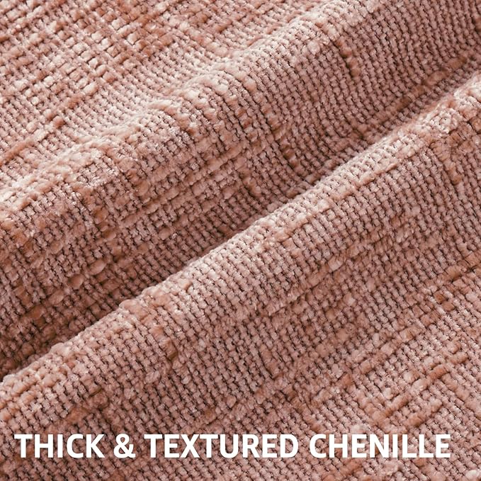 decorUhome Summer Pink Chenille Euro Sham Throw Pillow Covers 26x26 Set of 2 - Image 2