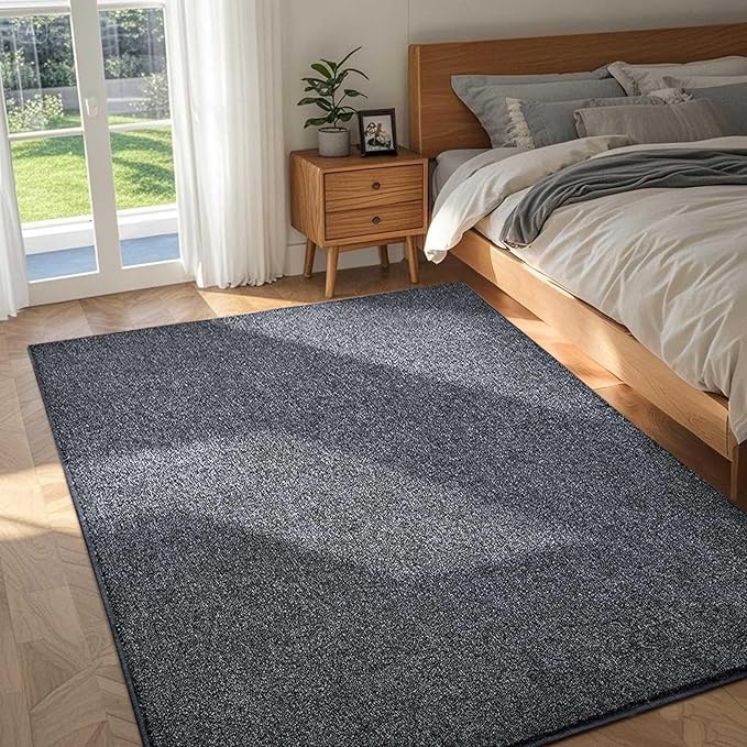 FinRèc 4x6 Washable Area Rugs for Bedroom Living Room, Low Pile Thin Rug Solid - Image 2