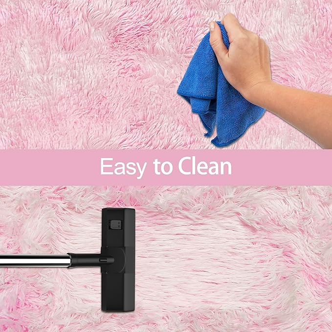 Small Area Rug for Bedroom 2x3ft Mini Tie-Dye Pink Fluffy Rug Mat Bedside Throw - Image 7