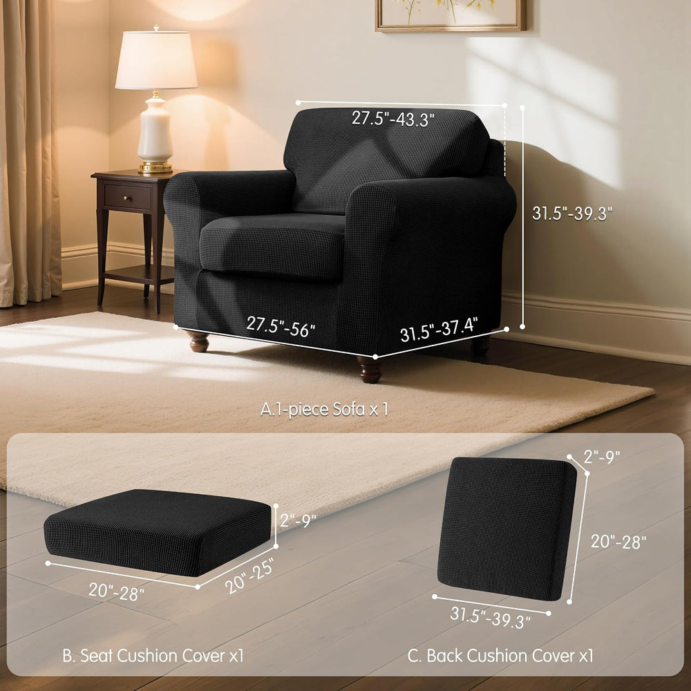 SUBRTEX 3 Pieces Stretch Sofa Slipcover Sets Couch Cover Sets Backrest Cushio...