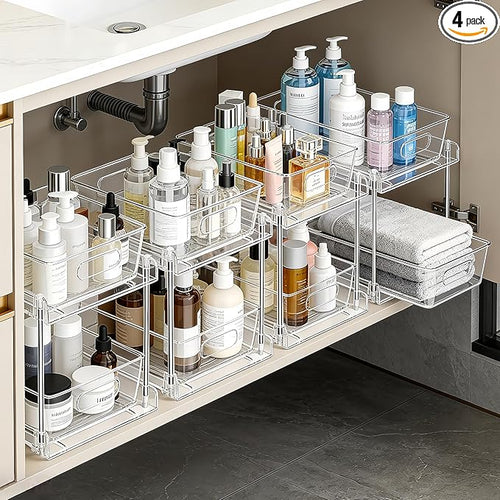 2 Tier Under Sink Organizer Bathroom Organizers and Storage by FAMOVELL