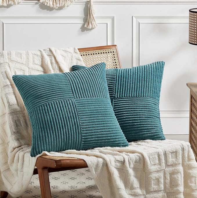 Fancy Homi 2 Packs Teal Samll Decorative Throw Pillow Covers 14x14 Inch by Fancy+Homi