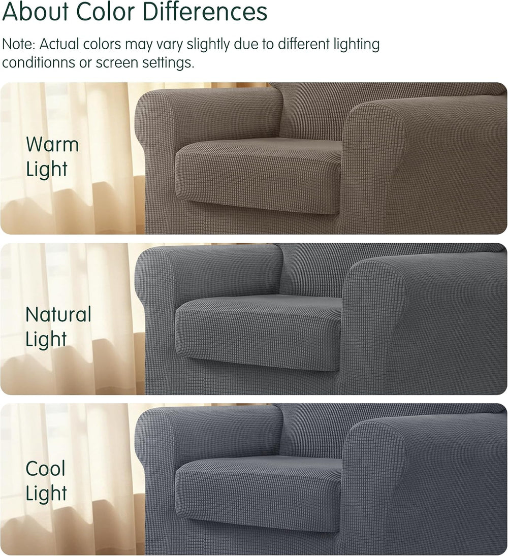 CHUN YI 3 Piece Stretch Armchair Sofa Cover, 1 Seater Couch Slipcover with On...