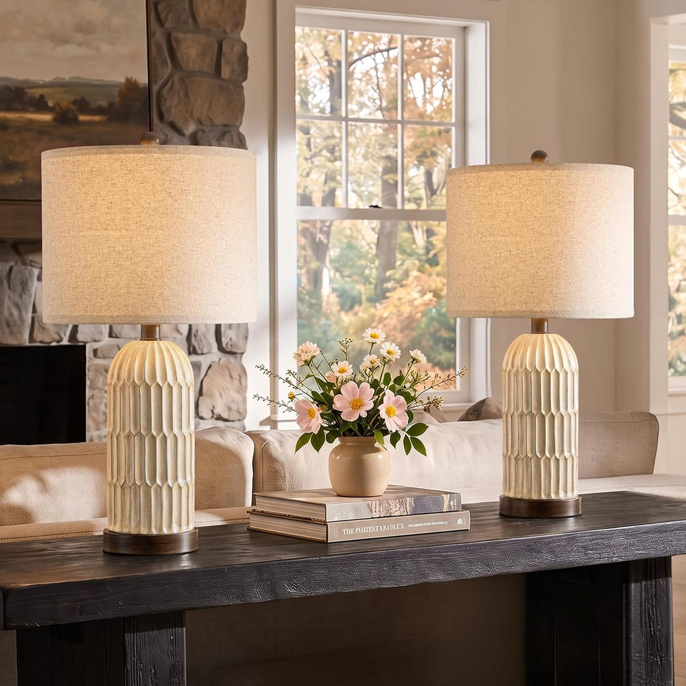 OYEARS 22" Farmhouse Table Lamps Set of 2, Bedside Lamps for Night Stands