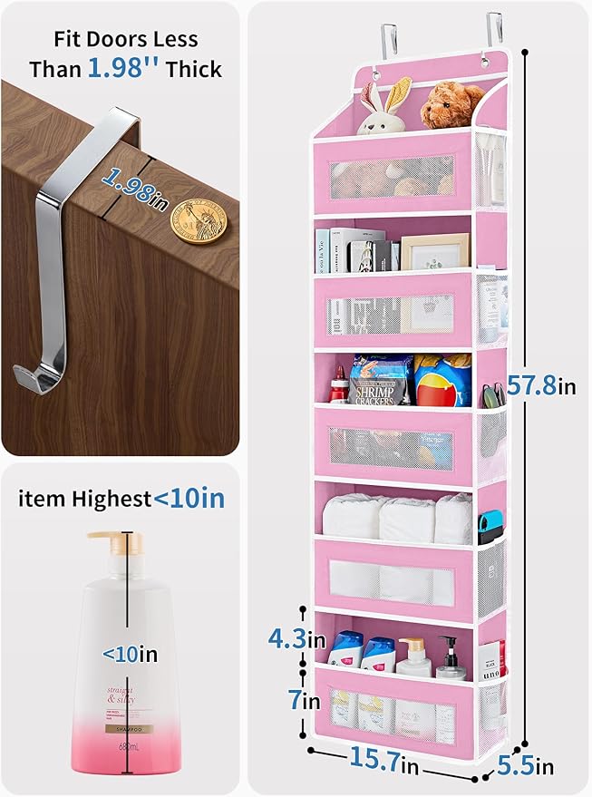 JARLINK 2 Pack Over The Door Organizer Storage, 5 Shelf Hanging Door Organizer - Image 2