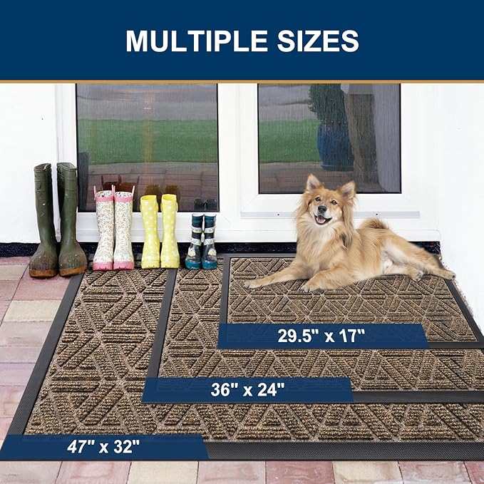 Smiry Front Door Mat Outside Entrance, Heavy Duty Sturdy Natural Rubber Doormat - Image 2