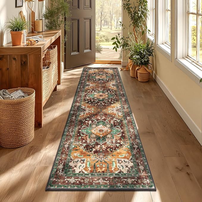 Yamaziot Washable Runner Rug, 2x7 Non-Slip Boho Vintage Hallway Rug Runner by Yamaziot