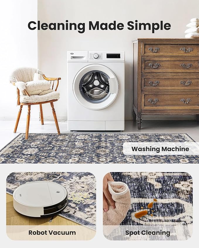 AMADA HOMEFURNISHING 2x5 Washable Runner Rug, Low-Profile Kitchen Rugs - Image 5