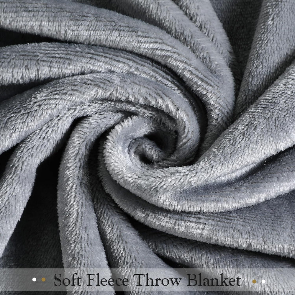 4 Pcs Fleece Throw Blanket Soft, White, Gray, 50'' X 60''