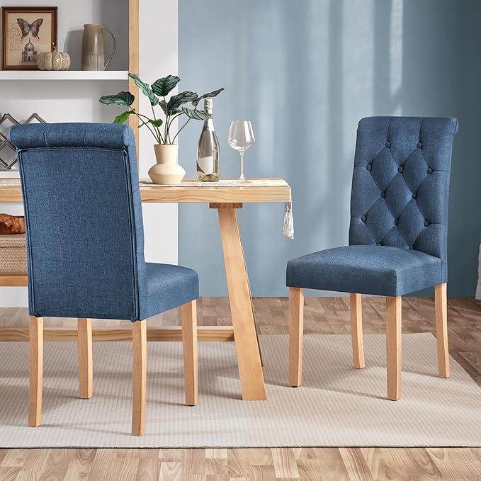 Yaheetech Dining Chairs Set of 4 Fabric Upholstered Dining Room Chairs with B...