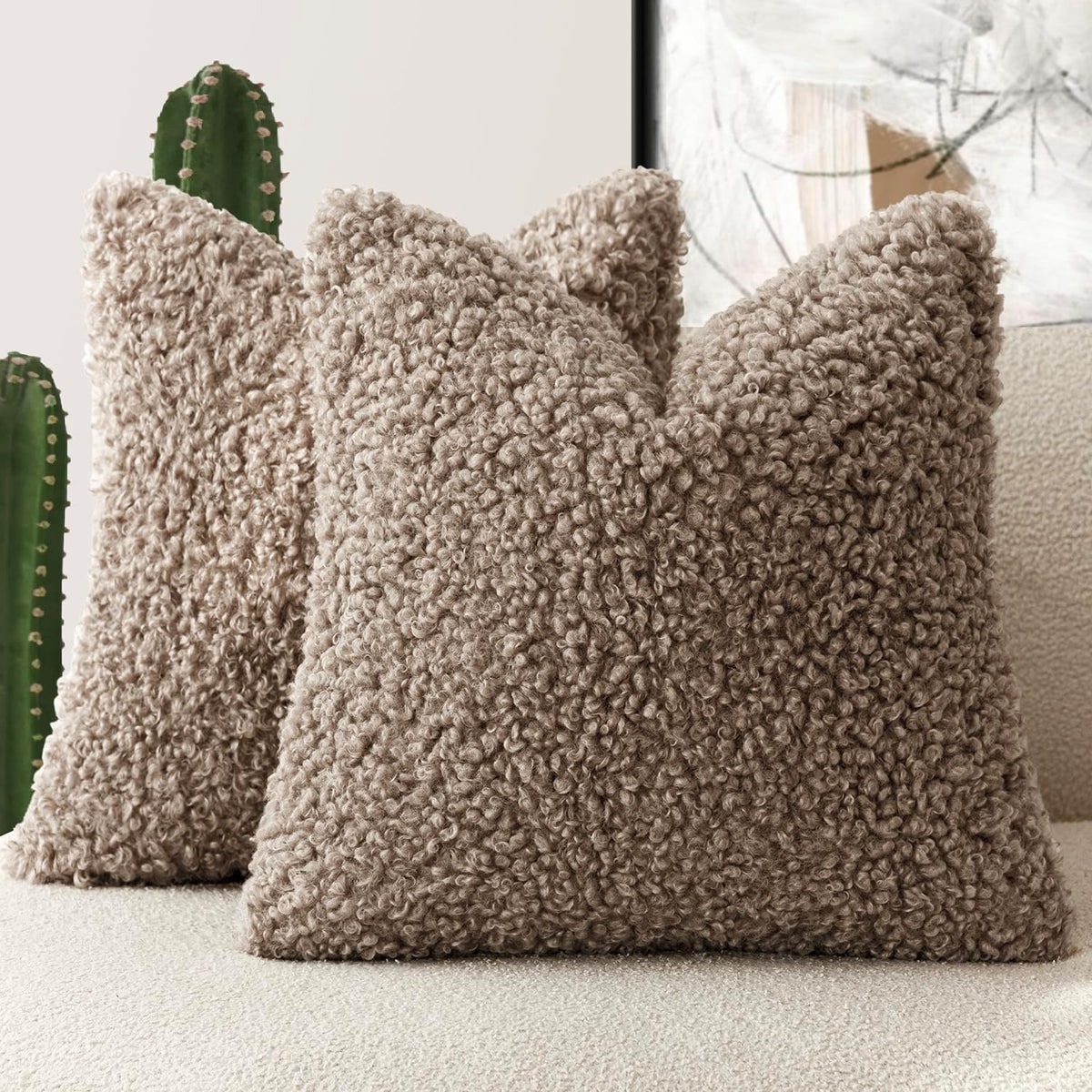 foindtower decorative fuzzy faux fur throw pillow covers, main product view
