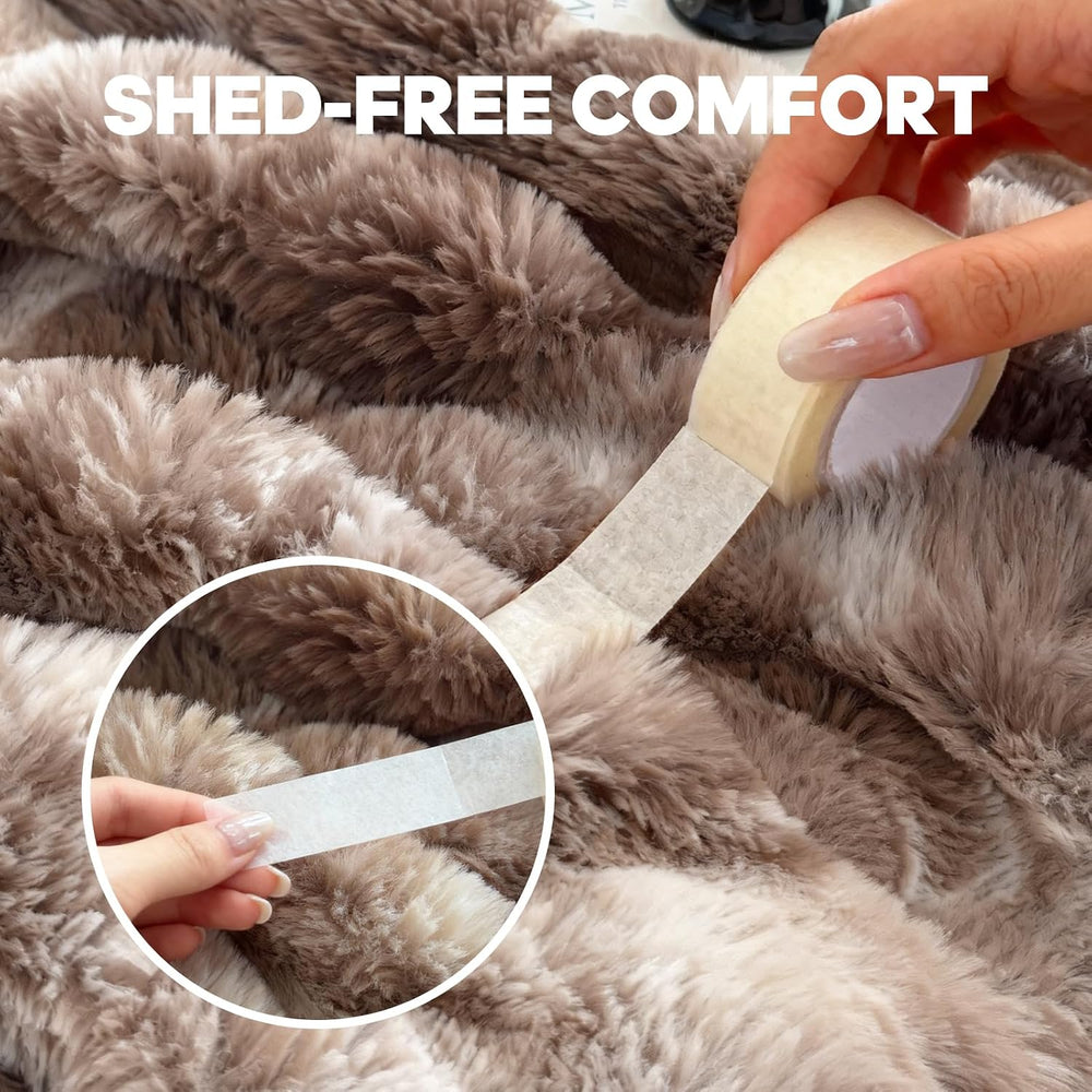 Ultra-Soft Fuzzy Faux Fur Throw Blanket,Tie-dye Brown,50x60 in