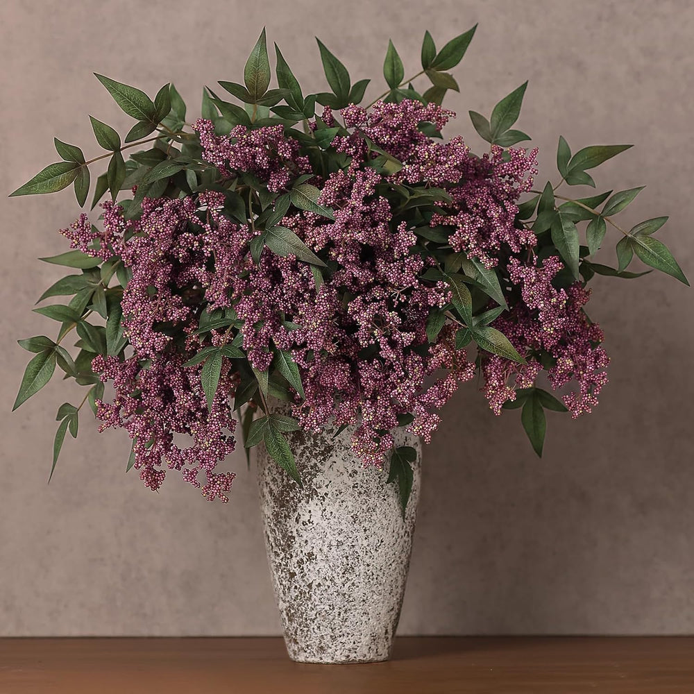 8 Pcs 36" Artificial Nandina Berry Stem, Fake Branches for Vase(Dusty Plum)