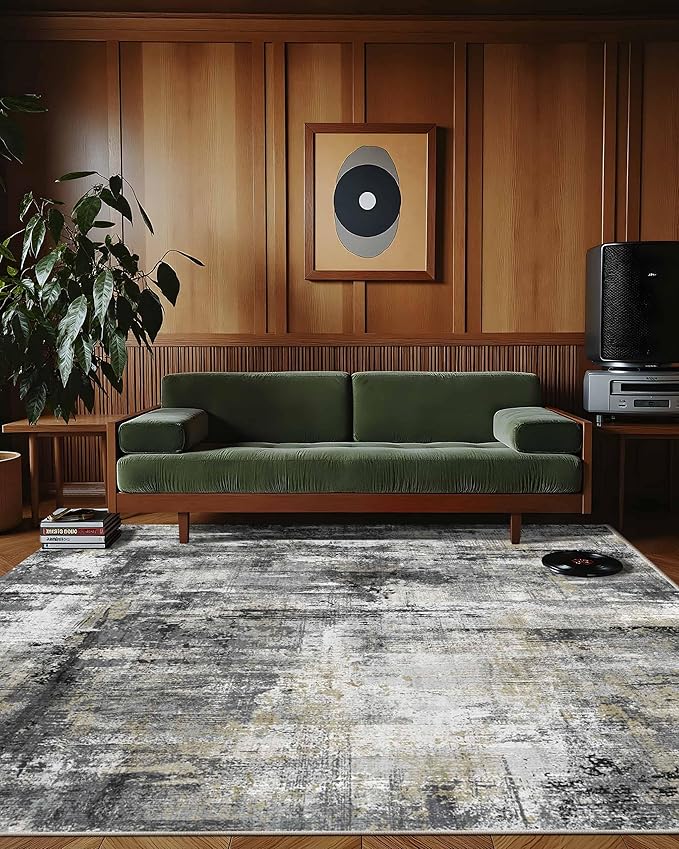 Latte&Fog 8x10 Area Rugs for Living Room, Large Black Modern Abstract Washable - Image 8